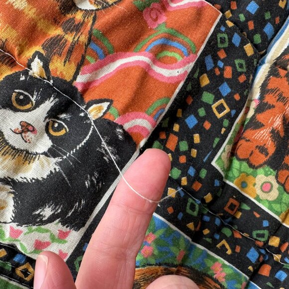 Vintage Kitty Cat Sleeping Bag Convertible Stadium Blanket Barclay Bundle Up 70s - Picture 7 of 9